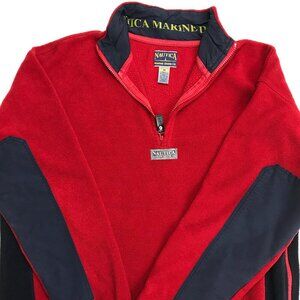 Nautica Marine Denim Men Medium Red Blue Zip Pullover